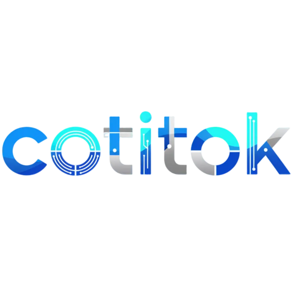logo con el nombre cotitok, minimalista con colores de tecnologia